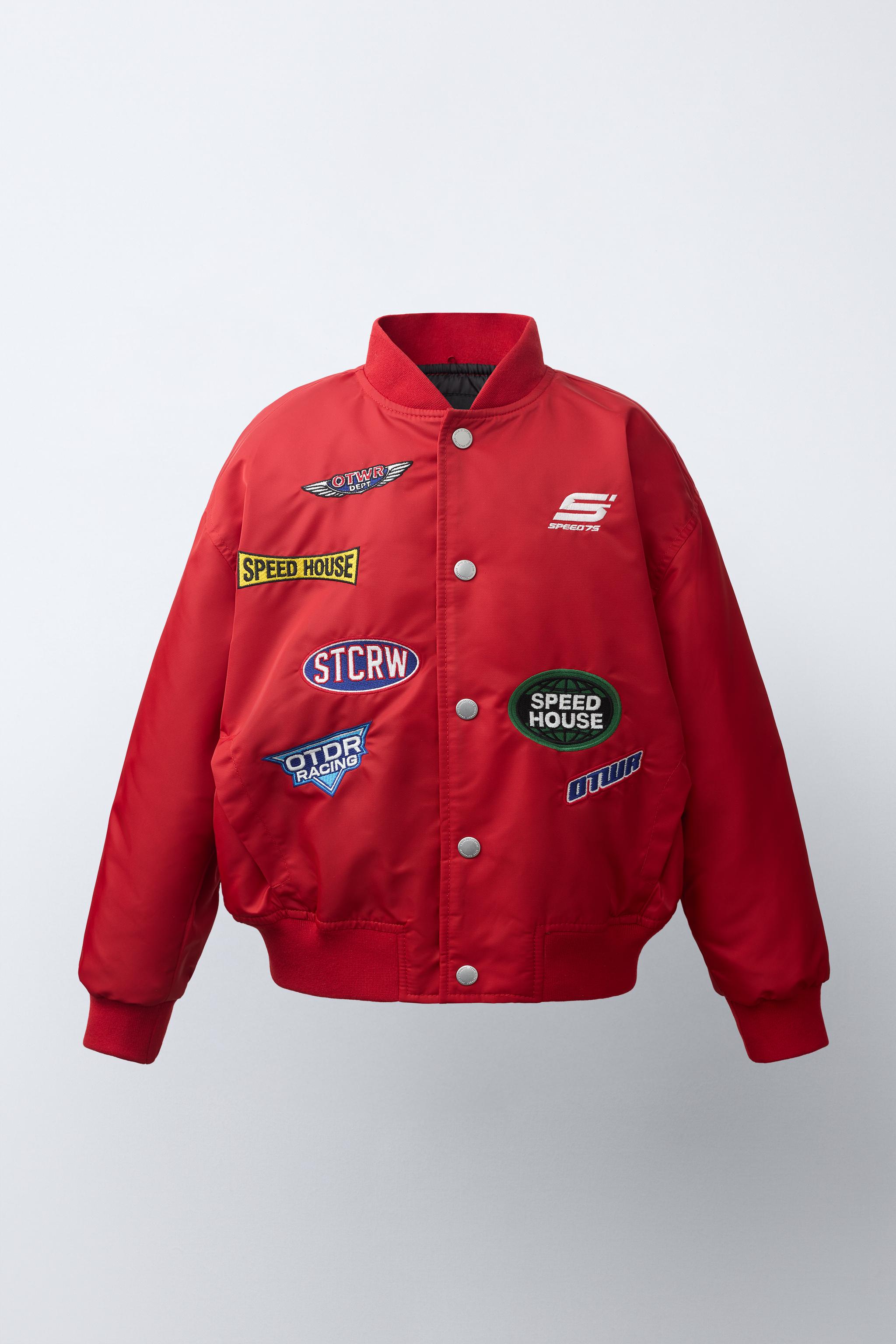 Patch Bomber Jacket with Detachable Hood